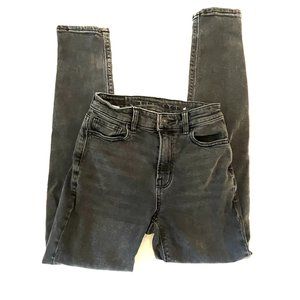 American Eagle gray faded black stretch mid rise mom jeans size 000